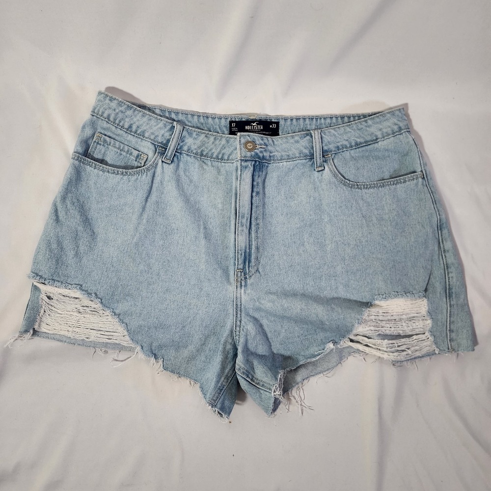 Hollister‎ Ultra High Rise Mom Shorts Size 33 Denim Jean Cut Off Cotton